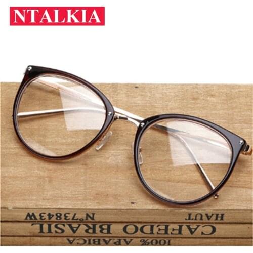 Retro Metal Frame Eyeglasses Woman Oversized Clear Lens Glasses Men Women Transparent Optical Cat Eye Glasses Frames Spectacle