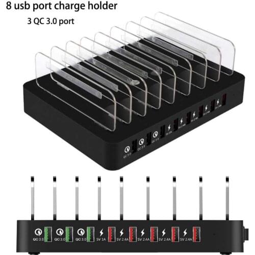 Multi charge station for samsung huawei qc3.0 fast charger holder for tablet 8 usb port charge bracket for oppo eu us uk au plug