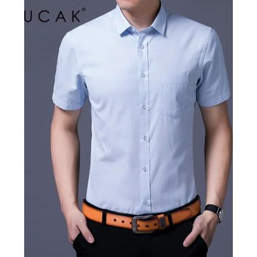 UCAK Brand Summer Soft Shirts Men Clothing New Fashion Style Streetwear Casual Solid Color Shirt Pocket Clothes Homme U6228