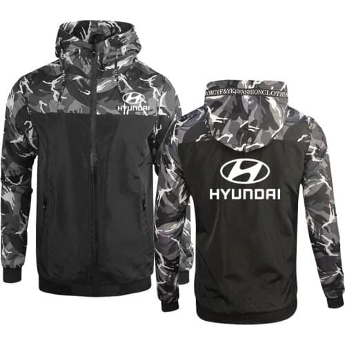 Mens Hoodie Hyundai Motor Car Logo Print Casual Hip Hop Harajuku Camouflage Sweatshirts Mens zipper Jacket Hoody Clothes