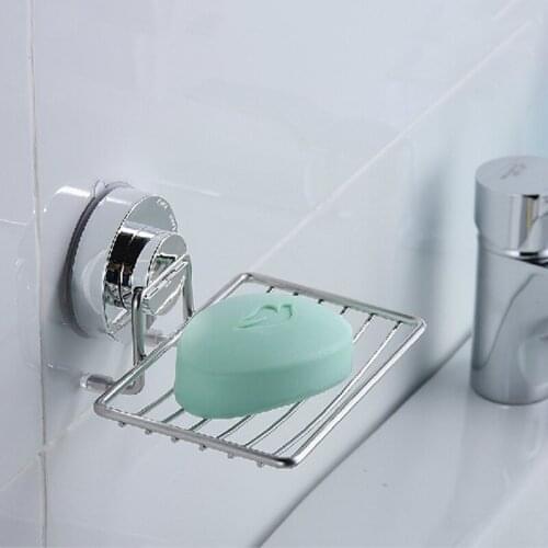 Stainless Steel Soap Holder Bathroom Kitchen Organizer Gadgets Wall Punch Free Suction Cup Holder Shelf Hotel Household Items