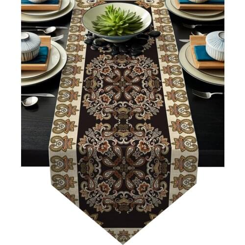 Boho Retro Table Runner for Hotel Wedding Party Cake Floral Tablecloth Home Decoration Table Runners Modern