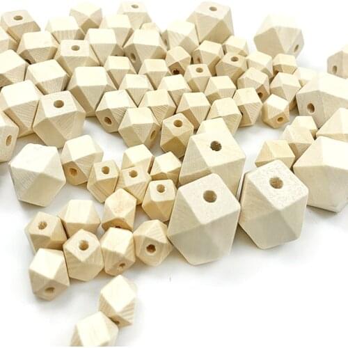 10-30MM Unfinished Wooden Beads Natural Color Spacer Eco-Friendly Octagonal Loose Bead Jewelry Making Wooden Bracelet DIY Decor