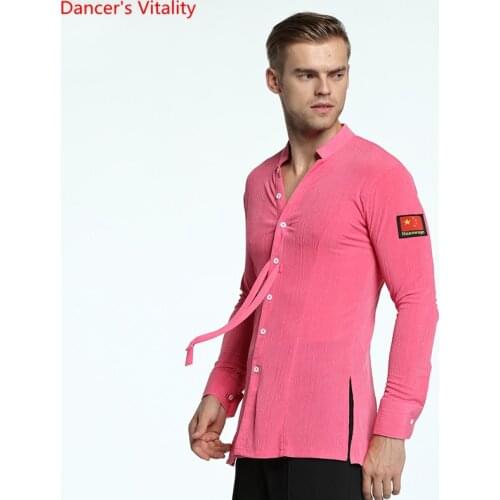 New Mens shirt Competition Performance Ballroom Modern Salsa Tango Samba Latin Mens shirts Boys Dancewear 3 colors