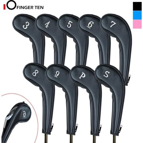 New 9 pcs Long Neck Zipper Golf Headcover Set Iron Club 3 4 5 6 7 8 9 for Both Left and Right Handed Universal
