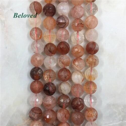 Wholesale Round Faceted Blood Crystal Quartz Loose Beads, 15.5" Red Quartz Gems Strand Beads For Jewelry Making, BG18079