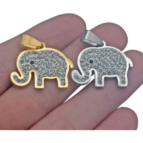 Stainless Steel Crystal Pendants Charm Necklace Women Choker Jewelry Making Findings Elephant Choker Chain Valentines Day Gifts