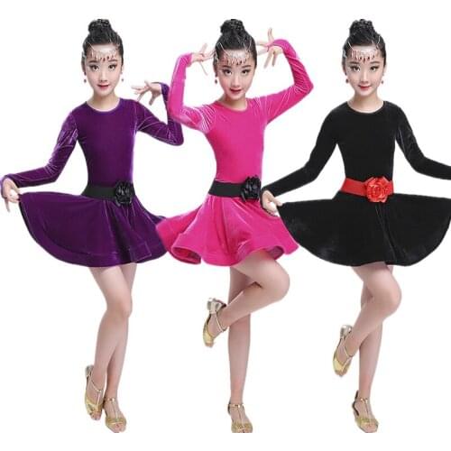 Girl Training Dance Dress Autumn and Winter South Korea Plush Thickened Clothing Childrens Latin Dance Costume Ballet Uniforms
