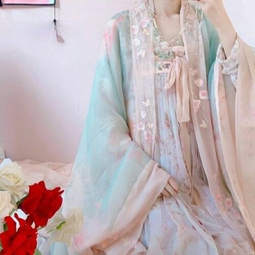 XinHuaEase Chinese Style Waist Chest Hanfu Dresses Ancient Folk Traditional Fairy Cosplay Women Oriental Spring Summer Autumn
