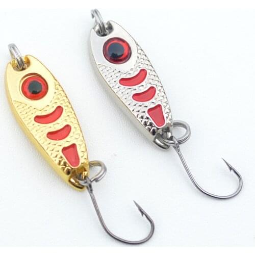 Fishing Spoon Lures 2pcs Red Fish Scale Small Fishing Spoons Fish Eyes Metal Fishing Artificial Bait 1.5g 2.5g 3.5g 5g