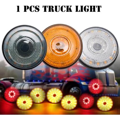 1PC Car Warning Light Truck Trailer Rear Tail Brake Stop Marker Light Indicator 24 LED Round Reflector Dual Color 12V