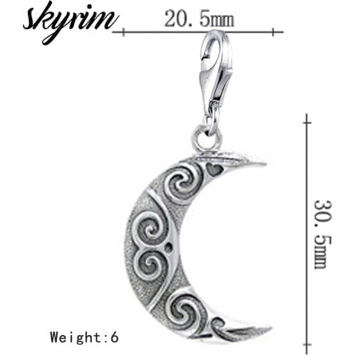 Skyrim Jewelry Making Pendant Findings DIY Accessories Mix Mjolnir Thor Hammer&Crescent Moon Charm With Lobster Clasp