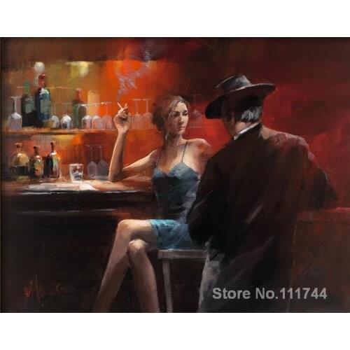 Modern art Evening in the Bar II by Willem Haenraets paintings for living room Hand painted High quality