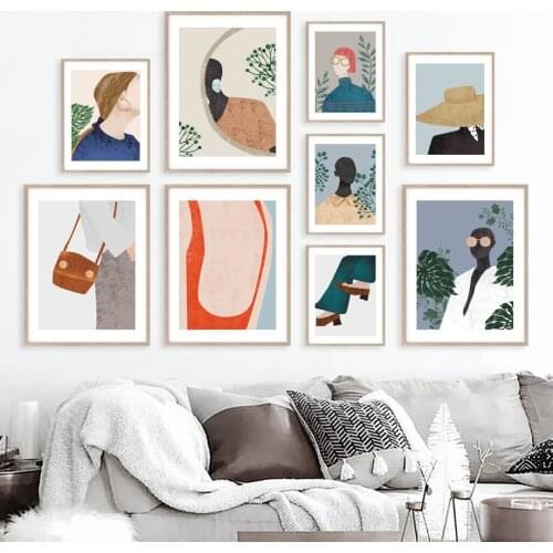 Bag Shoe Glasses Women Monstera Abstract Wall Art Canvas Painting Nordic Posters And Prints Wall Pictures For Living Room Decor