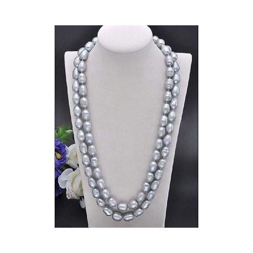 AAA 9-10MM SOUTH SEA GRAY NECKLACEE PEARL NECKLACE 50" SHELL CLASP