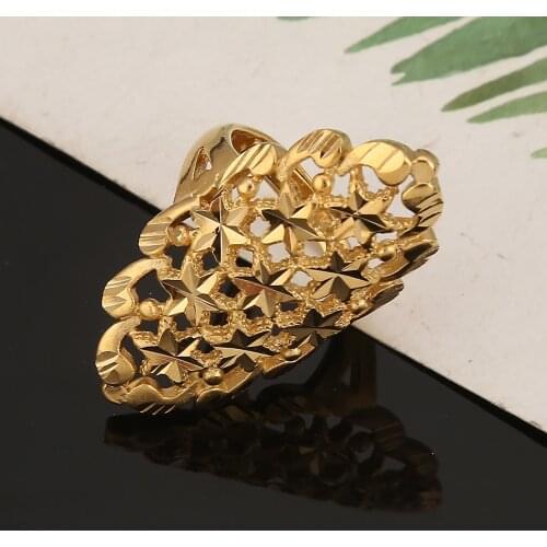 Dubai Gold Color Engagement Adjustable Size Finger Ring for Ethiopian African Nigerian Design Jewelry