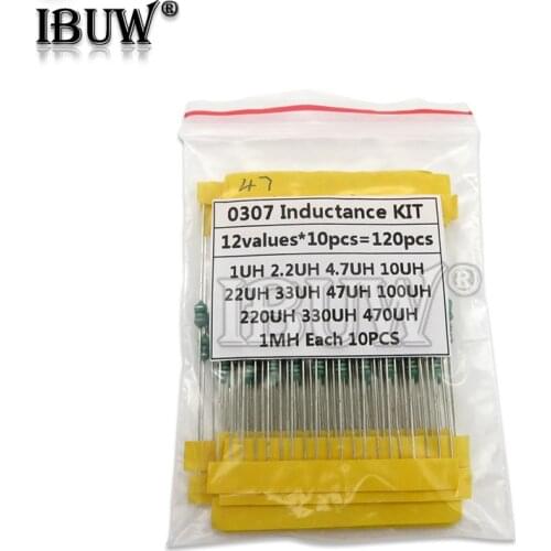 0307 DIP 1/4W 12 Kinds Color Ring inductance Each 10PCS Inductors Assorted Set Kit 1UH 10 22 33 47 100 150 220 330 470 560 1MUH