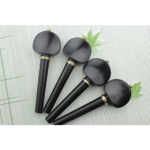1 set (4 pcs) Ebony Cello Tuning Pegs 4/4 size Inlaid copper, Cello Accessories