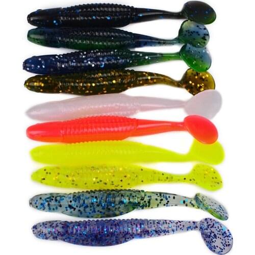 10pcs/lot Jig Head Soft Lure 9cm 6.2g Artificial Fishing Bait Swimbait Shad Rainbow Pesca Bass Minnow Rubber Fish 10 Colors