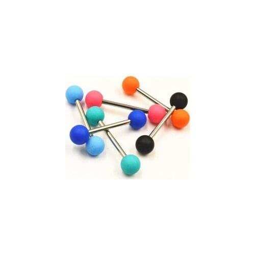Free Shipping 100pcs Body Jewelry Tongue/ Nipple Shield Ring Barbells Straight Bar 14G New Colorful Balls Body Piercing Jewelry