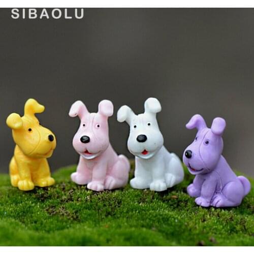 Big Ear Dog Figurine Miniature Aniaml Decoration mini fairy garden Cartoon animal statue resin craft Home Car Decoration TNA083