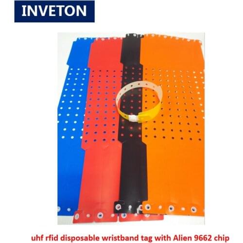 PPS uhf tag bracelet disposable wristband rfid button tag one-use with Alien chip for personnel attendance system