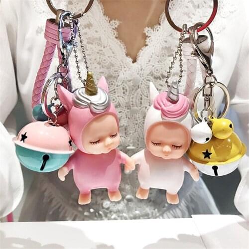 Dream Unicorn Girl Heart Keychain Creative Cute Sleeping Meng Doll Car Bag Ornament Gift Interesting Decorative Accessories