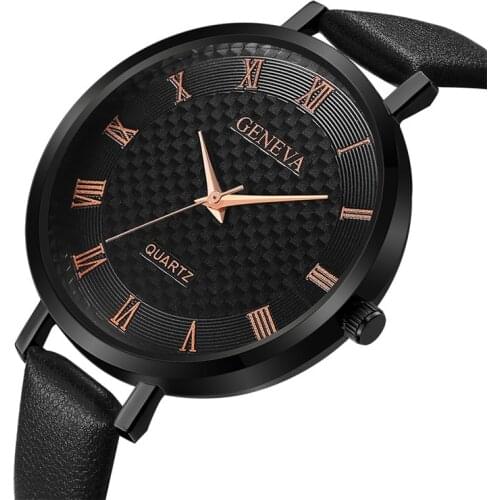 Thin Leather Watch Women Bracelet Watches Fashion Roman numerals Geneva Quartz-Watches Ladies Dress Watches Female Dropshiping