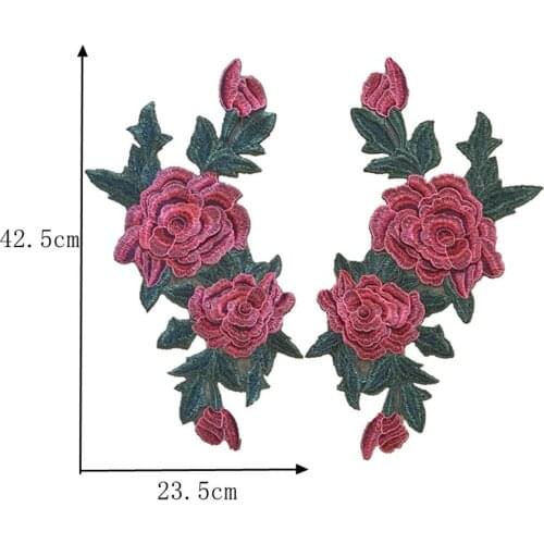 Red ROSE flower embroidered sew on patch for tee shirt jeans jackets