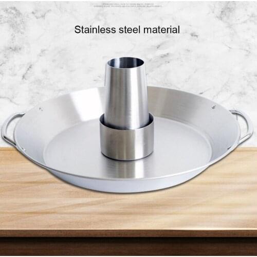 Round Roast Chicken Pan with Double Handles Turkey Grill Barbecue Bracket Portable Stainless Steel BBQ Holder Tool Kits