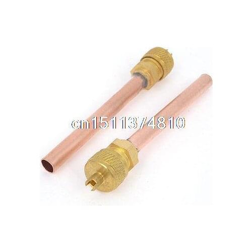 2 Pcs Refrigeration Filling Service Metal Access Valves 3.1" Length