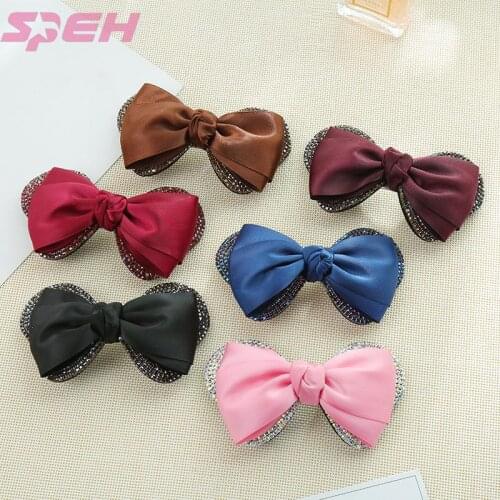 Fashion women rhinestone hairpin creative bow clip hair accessories headdress