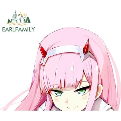EARLFAMILY 13cm x 8.8cm for Darling In The FRANXX Zero Two Car Stickers Vinyl Scratch-proof Window Windshield Decal for VAN