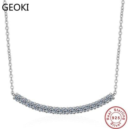 Geoki 925 Sterling Silver Total 0.8 ct D Color White Moissanite Pendant Necklace Passed Diamond Test Micro Moissanite Necklace