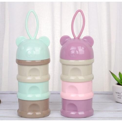 Portable Baby Food Milk Powder Storage Box Kids Cartoon Formula Dispenser Toddle 3 Layer Feeding Formula Snacks Container Boxes