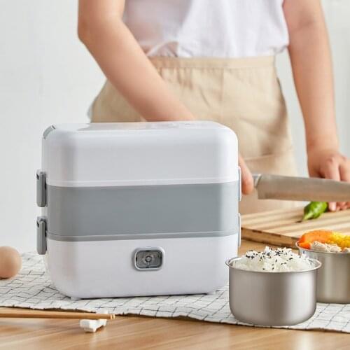 HA-Life Portable Electric Heating Lunch Box Stainless Steel 220V Mini Rice Cooker Kitchen Office Meal Thermal Food Warmer 300W