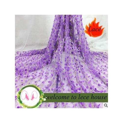 New summer black white three-dimensional flower embroidery lace fabric 130cm chiffon lace dress clothing diy accessories