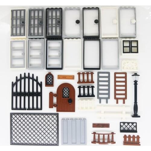 House Door Window City Building Blocks Graden Farm Fence Railing Bar Stairs Wall Ranch Accessory Bricks Friends Figure Parts Toy