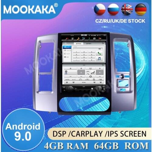 Tesla style 12.1"inch Android 9 PX6 4G+64GB Car PlayerFor Dodge RAM 1500 2500 2013-2017 tape recorder Multimedia player