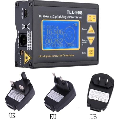 TLL-90S Super High Precision Angle Meter Professional Dual-axis Digital Laser LED Level Inclinometer 100-240V