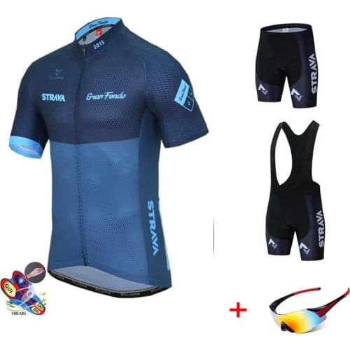 STRAVA Cycling Jerseys Set Pro Team MTB Bike Men Wear Clothes Dress Suit Short Sleeve Breathable Wear Bicycle Sunglasses Glasses