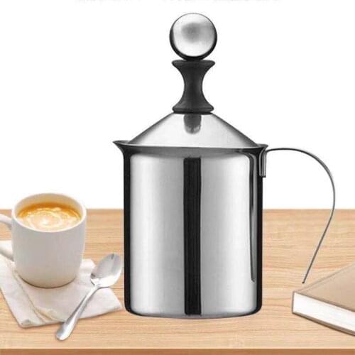 400/800ML Manual Milk Frother Stainless Steel Double Mesh Milk Creamer Milk Foam Mesh CoffeeFoam Mesh Kitchen Tools