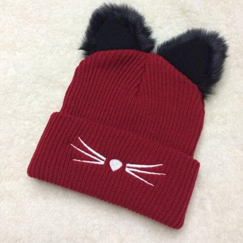 Brand New Warm Winter Hat 2019 Autumn Winter Women Knitted Hat Cat Ears Novelty Girls Hat beanies skullies Female Cap