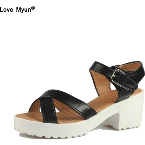 Women Platform Sandals Plus Size 45 Gladiator Woman Open Toe Shoes Summer Style Hollow Out Weave Ladies Casual Black Sandals 888