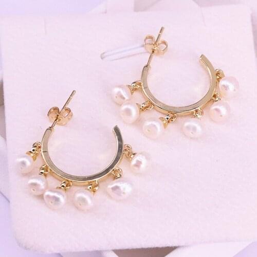 4Pair Gold Color New Trendy Circle Pearl Dangle Drop Earrings For Women Earings Jewelry