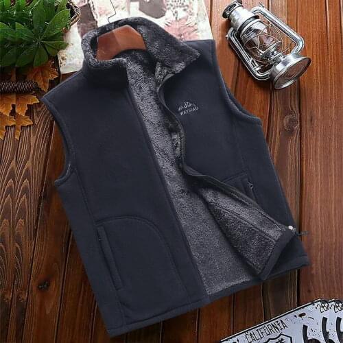 Vest Mens Spring Autumn Fleece Sleeveless Outdoor Sports Fleece Leather Varsity Jean Black Zip Up Jacket Streetwear Coat Factory