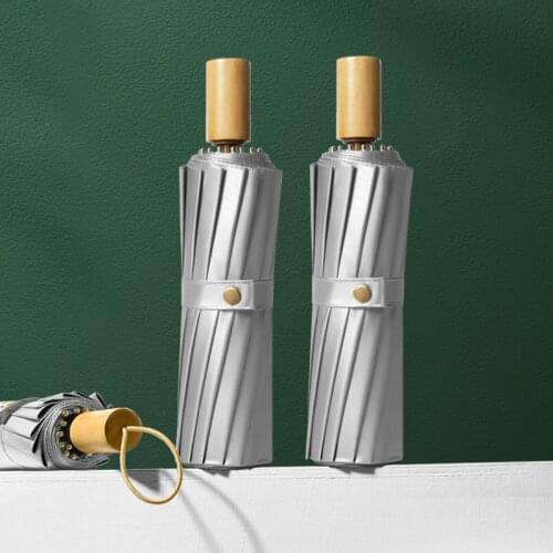 2020 Titanium Silver Coating Umbrellas 16K Folding Sun Umbrellas Dual-Purpose Women Rain Umbrella Sunshade UV Protection UPF50