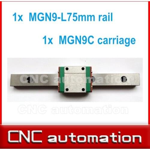 1pc 9mm width linear guide rail 75mm MGN9 + 1pc MGN MGN9C Blocks carriage for CNC
