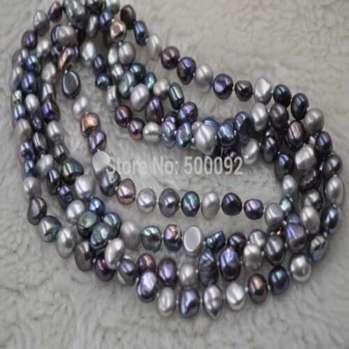 120cm Baroque freshwater multicolor pearl necklace free shipping