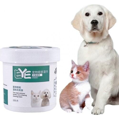 130 pcs Pet Dog Cleaning Pads Facial Paper Towels Pet Eye Wet Wipes Cat Tear Stain Remover Cleaning Paper Towels Eye Wet Wipes